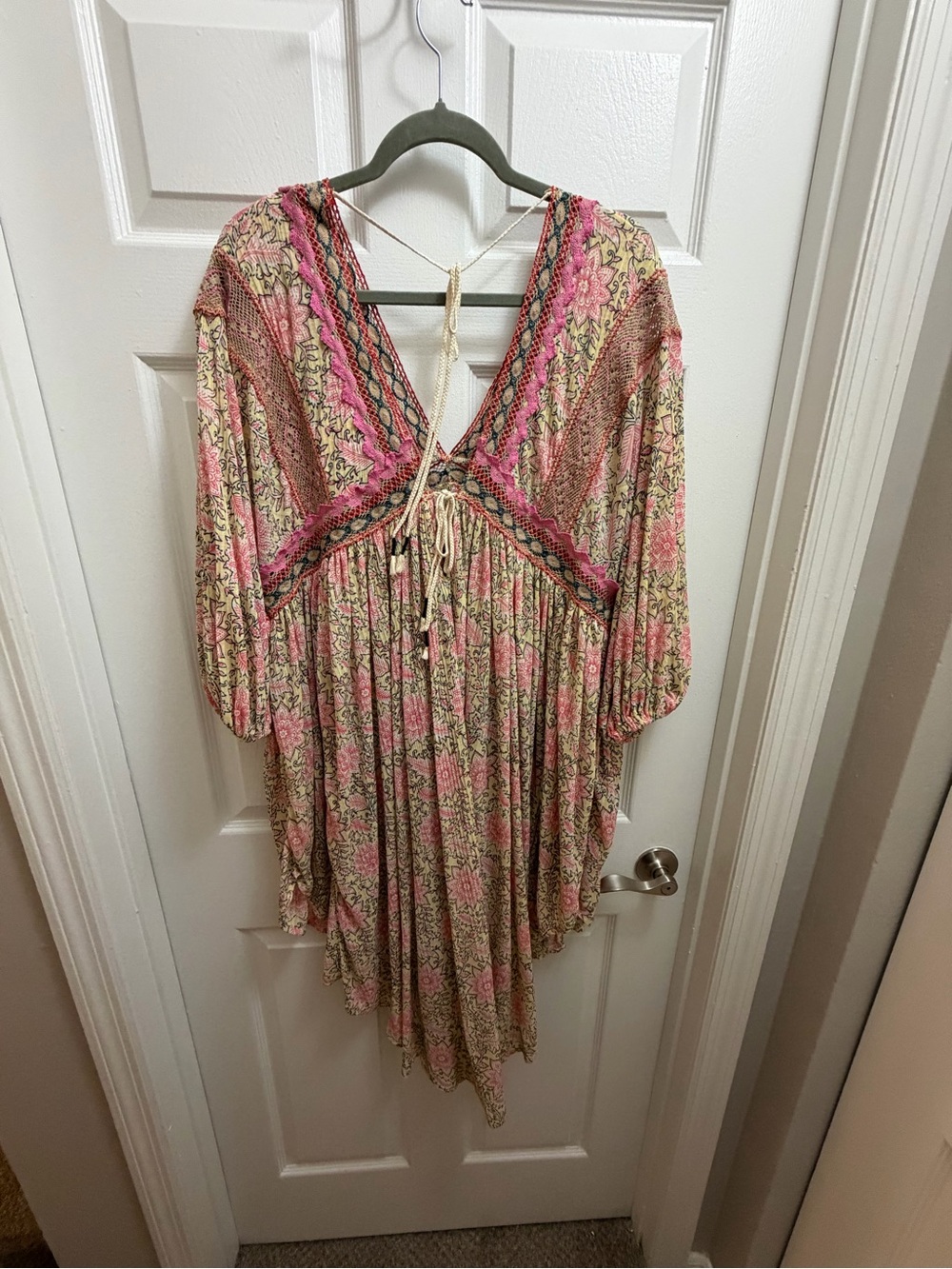 Free People Moon Child Lakeside Boho Mini Dress Tunic Size L - Picture 5 of 8